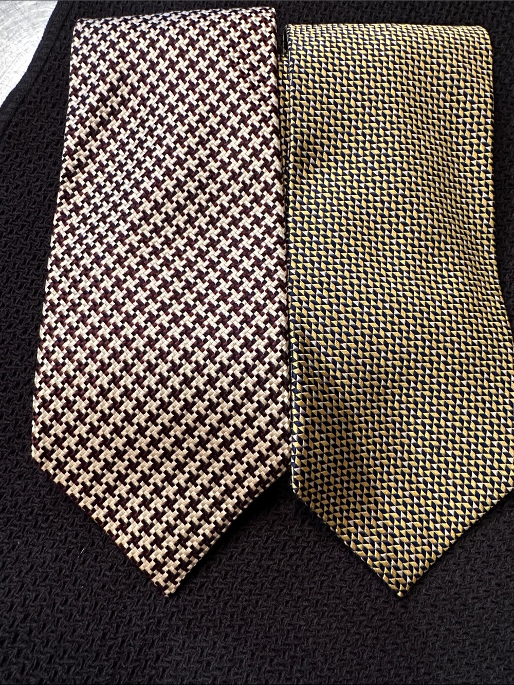 2 JoS. A. Bank Men's Patterned Woven Tie - Brown and Cream and Yellow and Black